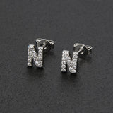 Diamond English Alphabet Letter Earrings Women's Simple Cooperized Silver Earrings