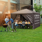10x10ft Black, 4 Sides Pergola, PE Cloth, Sprayed Iron Pipe, Spiral Pipe