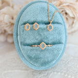 Natural Aquamarine Same Style Gold Plated Ring Necklace Ear Studs Female Accessories