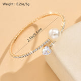 Women's Pearl Heart Full Diamond Bracelet Elastic Jewelry