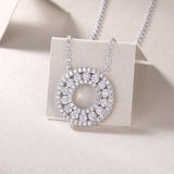 Reciprocating Luxury Fashion Diamond Pendant Necklace Set With Mosan Diamond Silver Ornaments