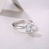 Classic Six-prong Mossan Diamond Silver Open Ring And Fixed Ring