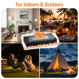 Black 13.8x7.1x5.5in With Windshield, Two Telescopic Forks, Fire Extinguishing Handle, Rectangular, Smokeless Stove, Iron Body, Stainless Steel Combustion Chamber