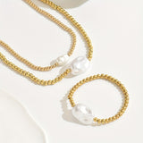 Lxalry Gold Electroplated Layered Jewelry Set, Handmade Necklace & Bracelet Duo, Lightweight 20g Stackable Gift For Everyday Elegance & Evening Glamour