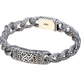 925 Silver Hollow Carved Men's Bracelet