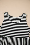 Black Stripe U Neck Sleeveless Loose Fit Mini Dress