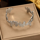 Lxalry Platinum Plated Stainless Steel Butterfly Carved Link Bracelet Hypoallergenic Skin Safe Jewelry For Daily   Evening Wear  Never Tarnish Handmade Luxury Gift For Her