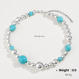Elegant Turquoise Beaded Necklace For Women Europe And America Cross Border Fashion Beaded