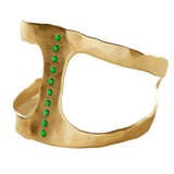 Inlaid Emerald Zircon Geometric Open Ring