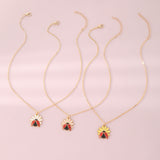 Children's Jewelry Pastoral Style Flower Ladybug Necklace Cute Cartoon Seven-spot Ladybug Pendant