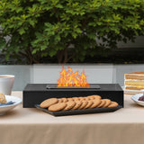 Black 13.8x7.1x5.5in With Windshield, Two Telescopic Forks, Fire Extinguishing Handle, Rectangular, Smokeless Stove, Iron Body, Stainless Steel Combustion Chamber