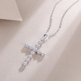 Entrust Luxury Fashion Diamond Pendant Necklace Set With Mosan Diamond Silver Ornaments