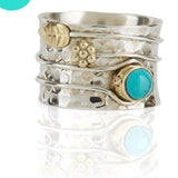 Turquoise Moonstone Plated Two-tone Ring For Men And Women