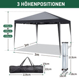10x10ft Dark Grey 4 Sides-2 Doors, 2 Windows, Folding Shed, Oxford Cloth, Sprayed Iron Pipe, Portable
