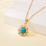 Titanium Steel Die-casting Pendant Non-fading Inlaid Shell Pearls Necklace For Women
