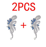 2PC New Xiaoxiangfeng Diamond Studded Leaf Brooch