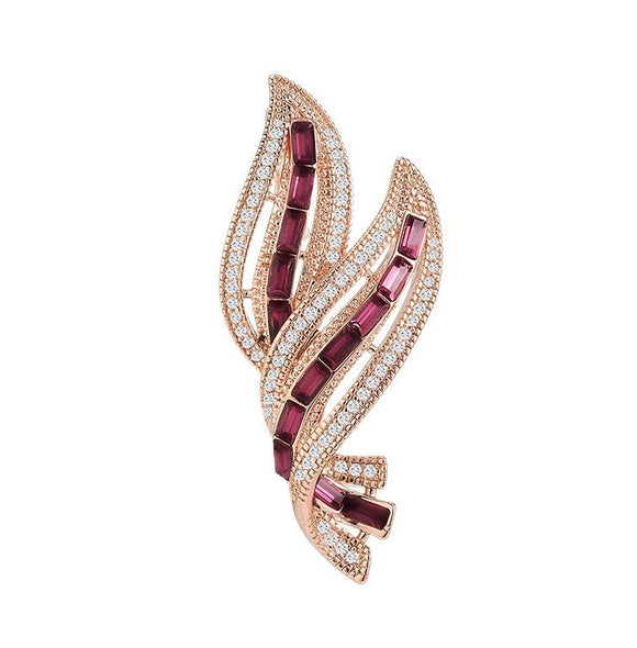 New Xiaoxiangfeng Diamond Studded Leaf Brooch