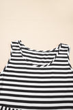 Black Stripe U Neck Sleeveless Loose Fit Mini Dress