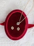 Natural Aquamarine Same Style Gold Plated Ring Necklace Ear Studs Female Accessories