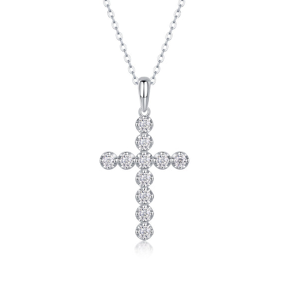 Entrust Luxury Fashion Diamond Pendant Necklace Set With Mosan Diamond Silver Ornaments