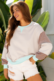 Jet Stream Striped Colorblock Patchwork Drop Shoulder Sweatshirt