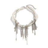 Fashion Metal Star Moon Tassel Necklace