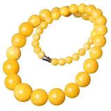 Beeswax Graduated Strand Yellow Chicken Grease Round Beads Necklace Clavicle Chain
