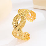 1pcs Fashion Copper Plated 18K Gold Diamond Pattern Bracelet, Fried Dough Twists Rope Open Bracelet