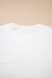 White Exposed Seam Chest Pocket Knit Pullover Sweatshirt