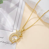 1PCS Fashionable Gold Diamond Crown Uppercase Letter Popular Pendant Necklace Suitable For Daily Use Festivals Parties Gifts Jewelry Set