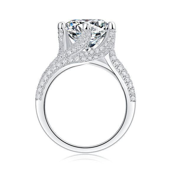 Luxury Fashion Large Diamond Ring Moissanite Silver Ring