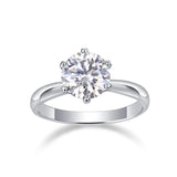 Classic Six-prong Mossan Diamond Silver Open Ring And Fixed Ring