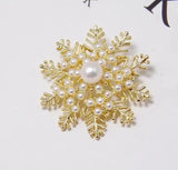 2pc New Exquisite And Elegant Pearl Snowflake Brooch