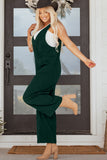 Evergreen Corduroy V Neck Patched Pocket Sleeveless Jumpsuit