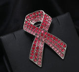 2pc Full Diamond Red Ribbon Alloy Brooch