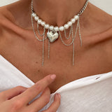 Fashion Metal Star Moon Tassel Necklace