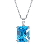 S925 Sterling Silver Rectangular Zircon Pendant Twelve Birthstone Necklace