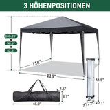 10x10ft Dark Grey 4 Sides-2 Doors, 2 Windows, Folding Shed, Oxford Cloth, Sprayed Iron Pipe, Portable