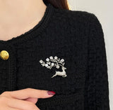 2pc With You All The Way Sparkling Zirconia Deer Brooch