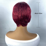 Short And Straight, Elf, Human Hair Non-toxic Wig, Burgundy, Short And Elf Haircut, Ladies Wig, Applicable To The Whole Scene.