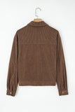Dark Khaki Button Zip Up Lapel Collar Corduroy Jacket
