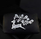 2pc With You All The Way Sparkling Zirconia Deer Brooch
