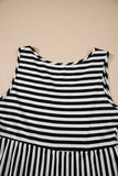 Black Stripe U Neck Sleeveless Loose Fit Mini Dress
