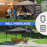 10x10ft Black, 4 Sides Pergola, PE Cloth, Sprayed Iron Pipe, Spiral Pipe
