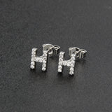 Diamond English Alphabet Letter Earrings Women's Simple Cooperized Silver Earrings