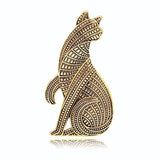 Cute Cat Brooch With Ancient Animals