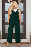 Evergreen Corduroy V Neck Patched Pocket Sleeveless Jumpsuit