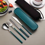 Dinnerware Set Flatware Kitchen Accessories Camping Travel Sets Gold Knife Fork Spoon Portable Cutlery Sets With Case