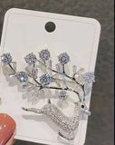 2pc With You All The Way Sparkling Zirconia Deer Brooch