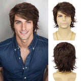 Synthetic Mens Hair Wig Short Blonde Layered Heat Resistant Wigs for Male Daily Party Cosplay Costume Halloween Use